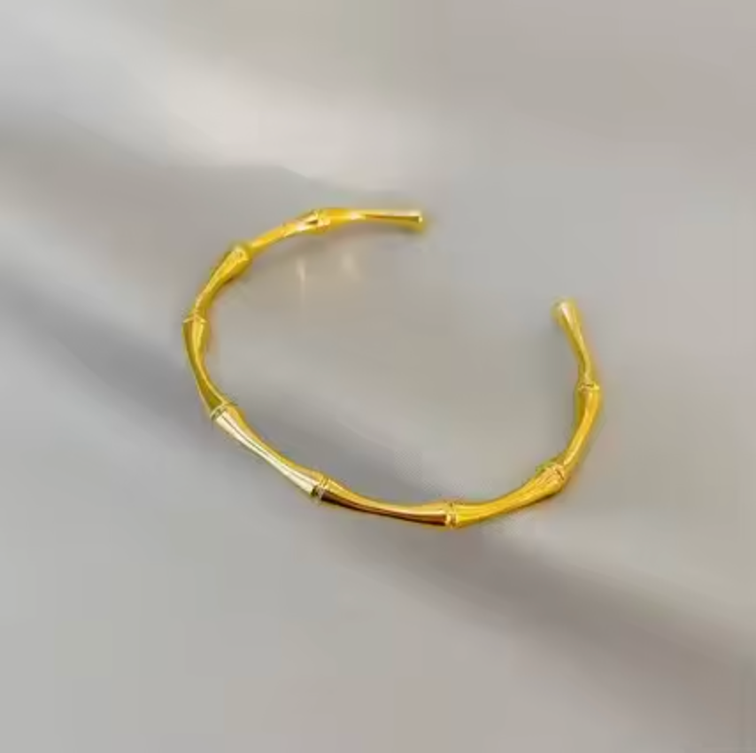 Simple Bamboo Knot Stainless Steel Cuff Bracelet