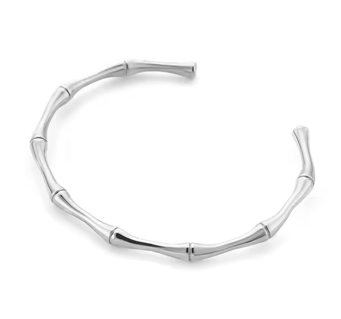 Simple Bamboo Knot Stainless Steel Cuff Bracelet