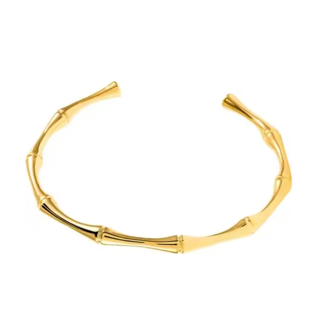 Simple Bamboo Knot Stainless Steel Cuff Bracelet
