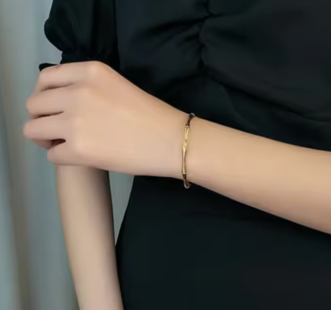 Simple Bamboo Knot Stainless Steel Cuff Bracelet