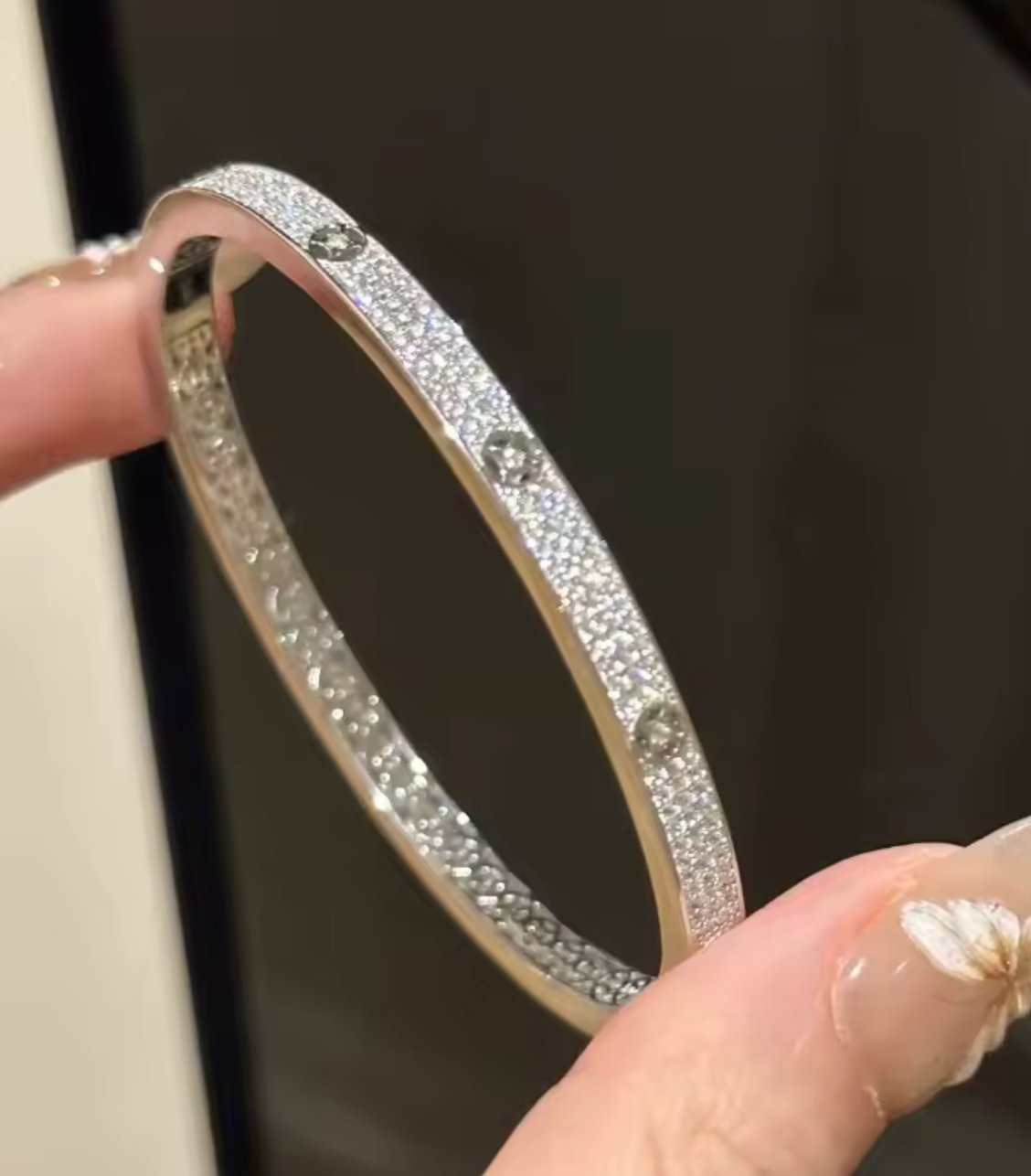 Luxury Retro Half Circle Full Diamond Shining Bracelet for Women