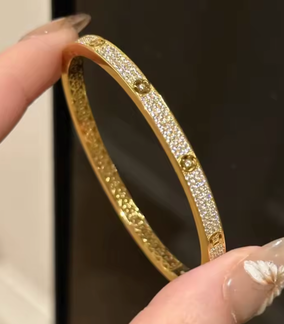 Luxury Retro Half Circle Full Diamond Shining Bracelet for Women