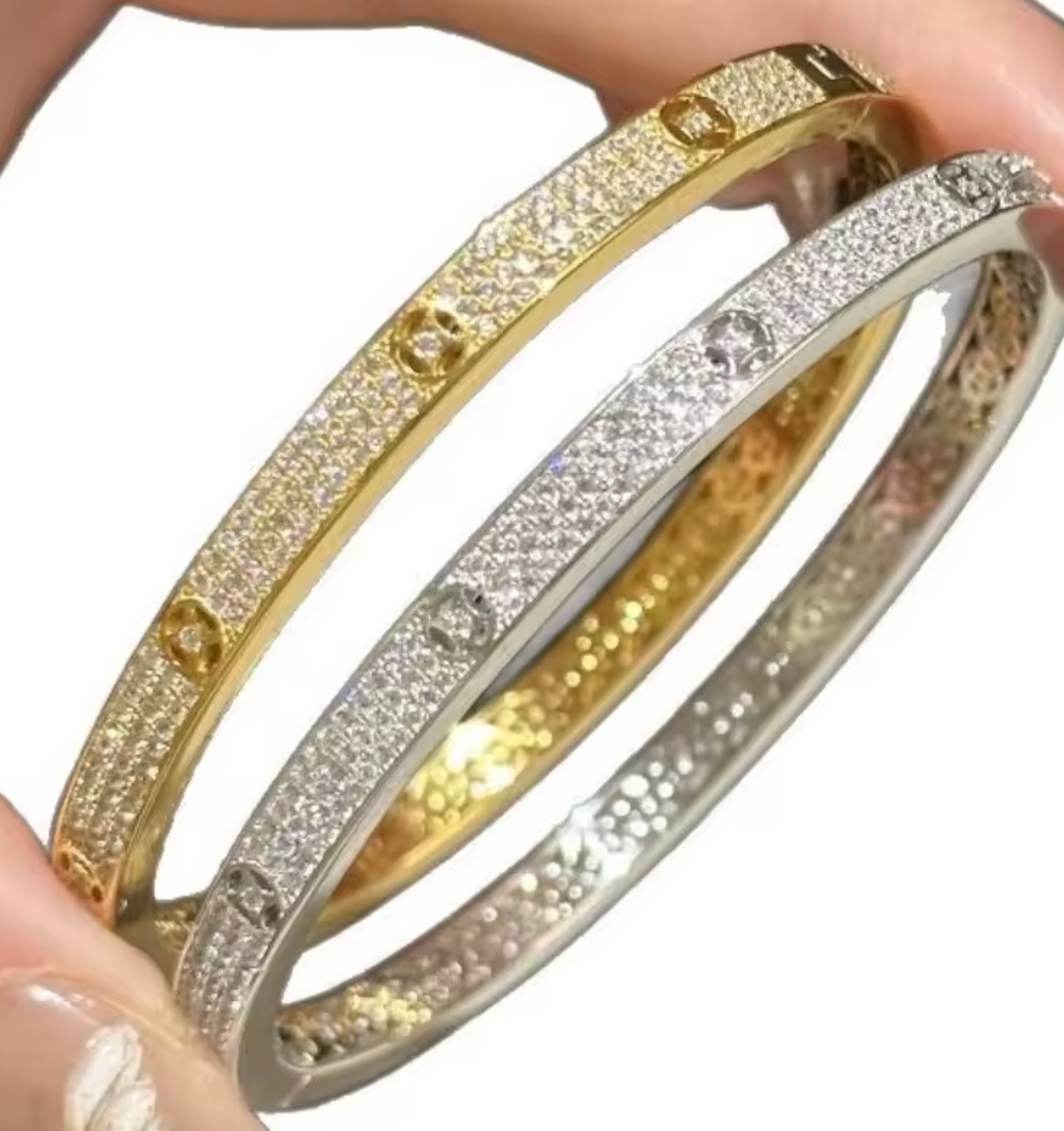 Luxury Retro Half Circle Full Diamond Shining Bracelet for Women