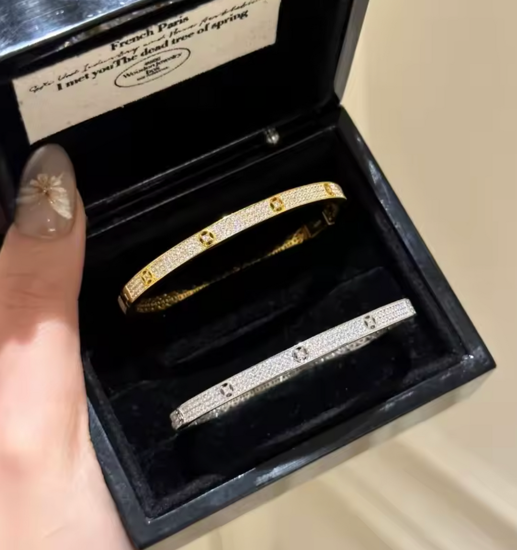 Luxury Retro Half Circle Full Diamond Shining Bracelet for Women