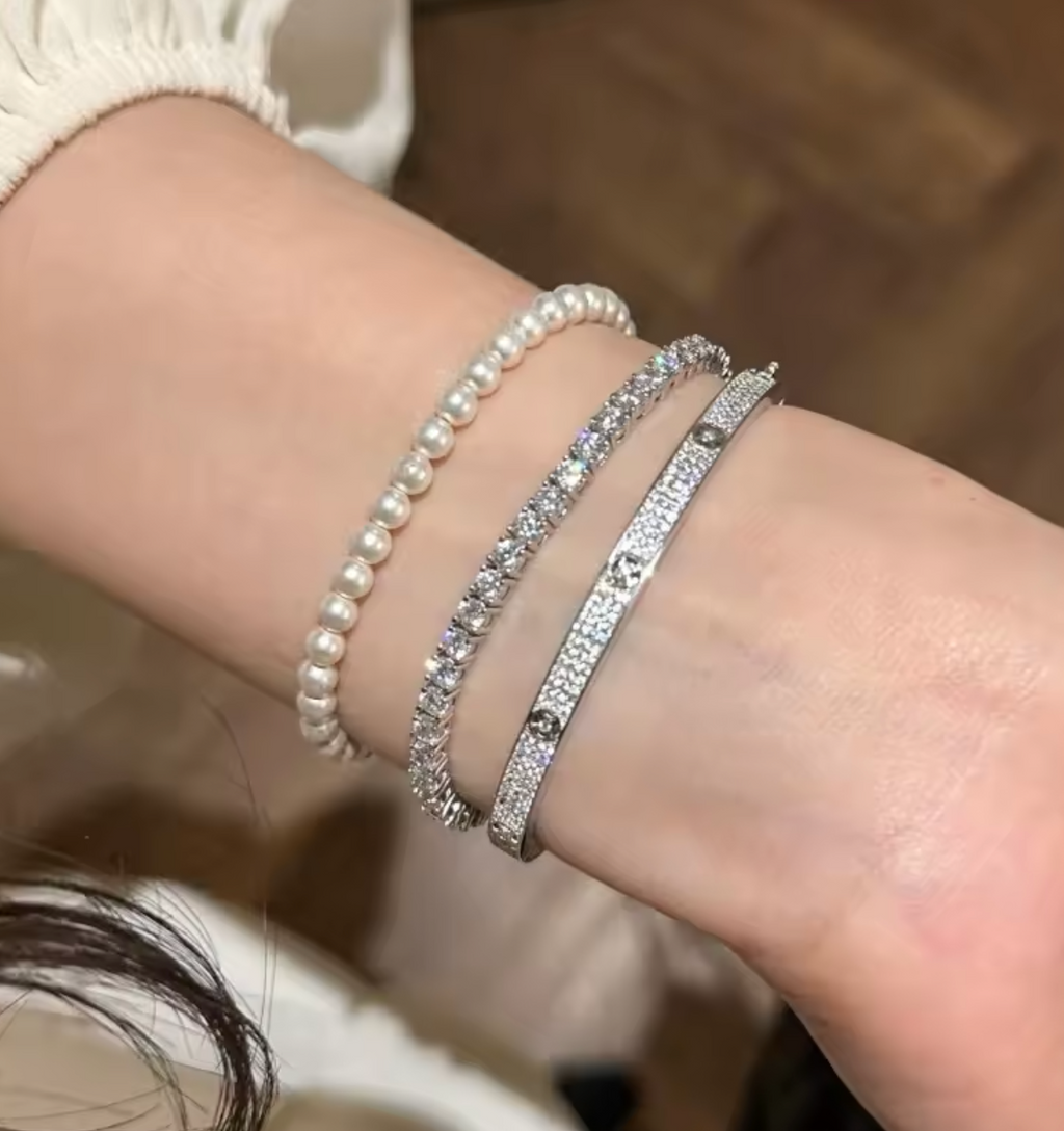 Luxury Retro Half Circle Full Diamond Shining Bracelet for Women