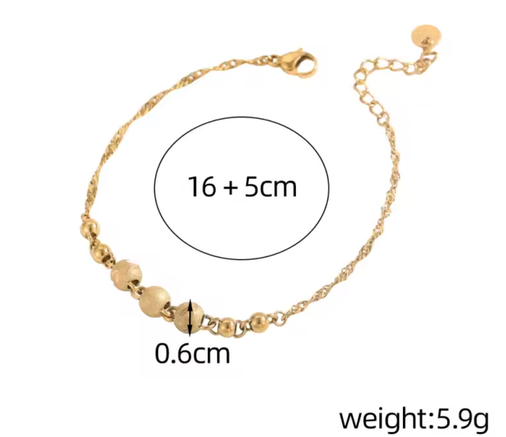 Gold Plated Titanium Steel Beaded Bracelet for Women