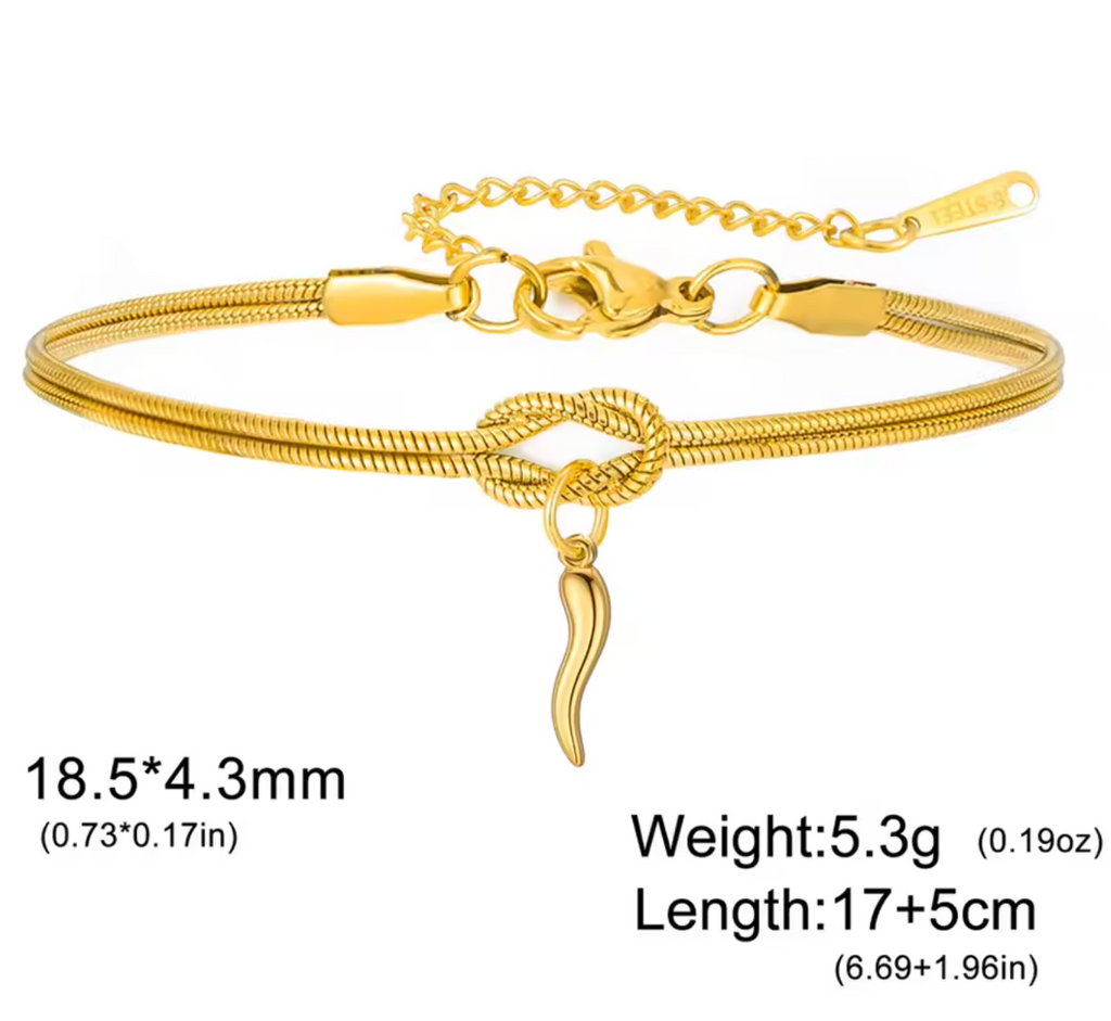 Italian Cornicello Lucky Horn Charm Bracelet