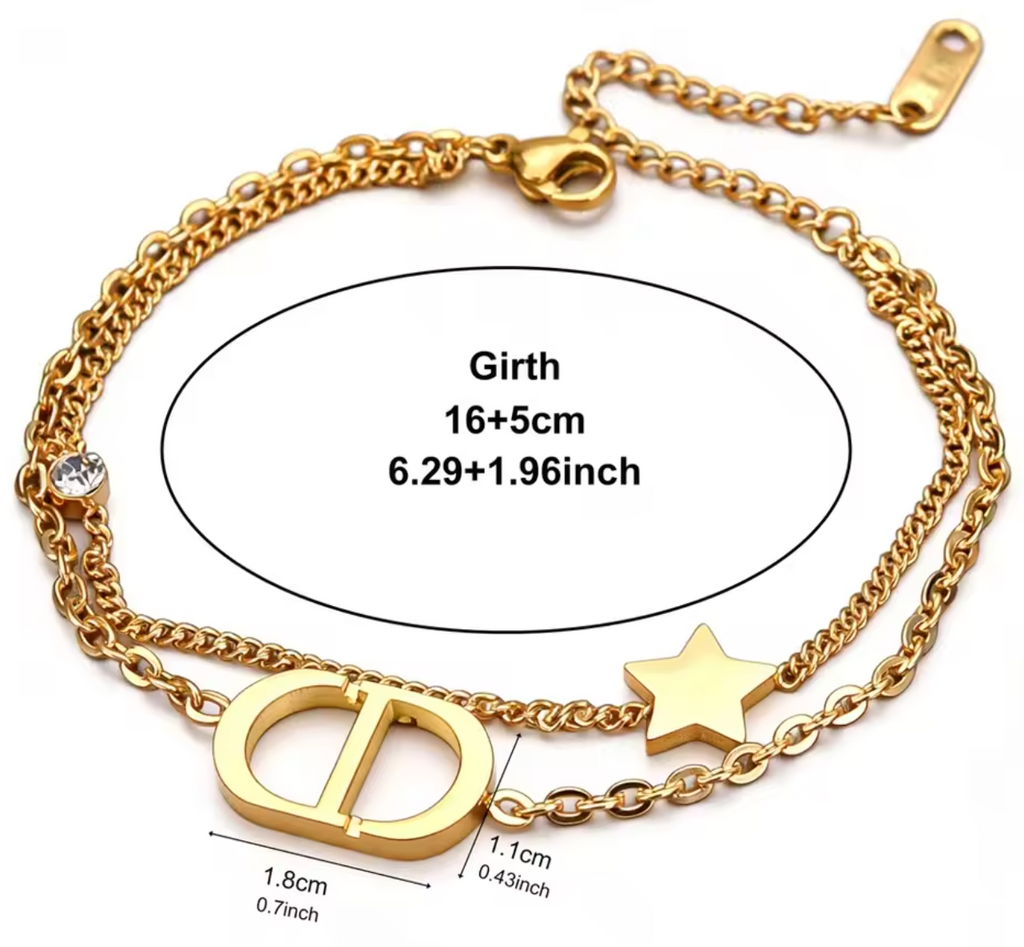 Fashionable Titanium Steel Double Layer Bracelet for Women