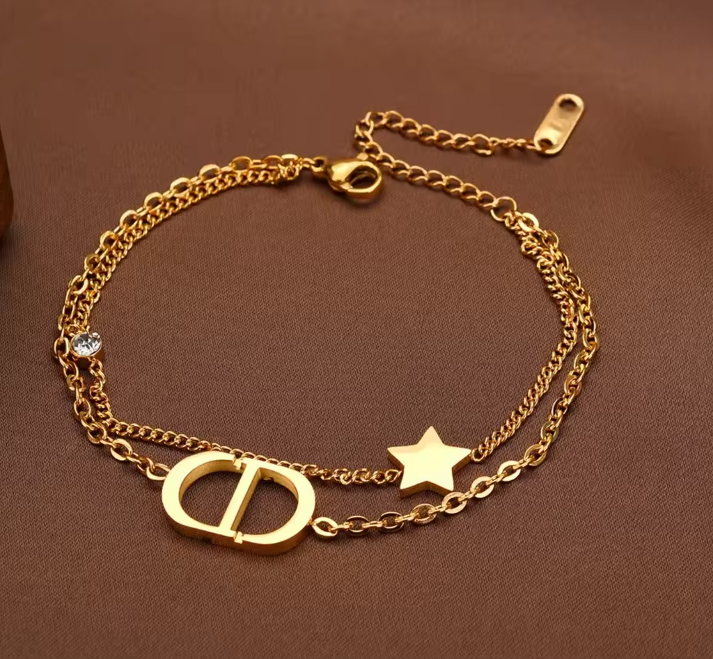 Fashionable Titanium Steel Double Layer Bracelet for Women